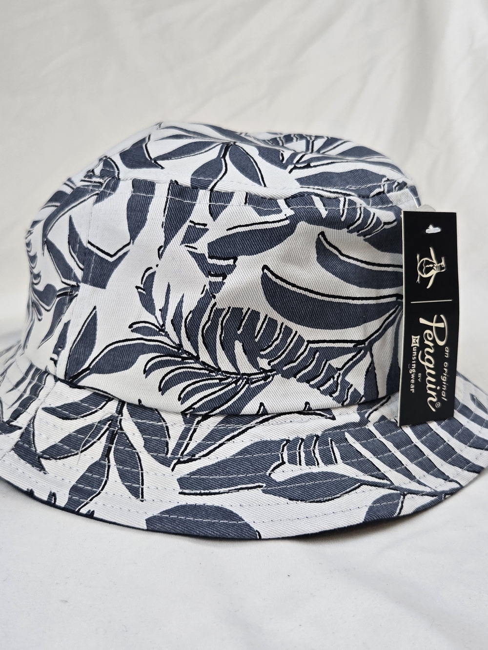 Original Penguin Navy & White Tropical Leaf Bucket Hat